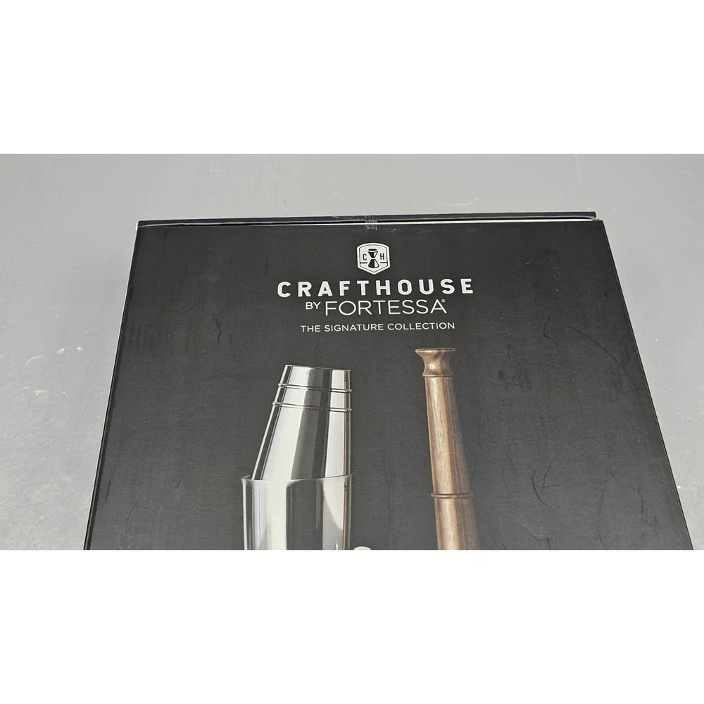 Fortessa Crafthouse Signature Shaker Set‎ Muddler Jigger Hawthorne Strainer NEW